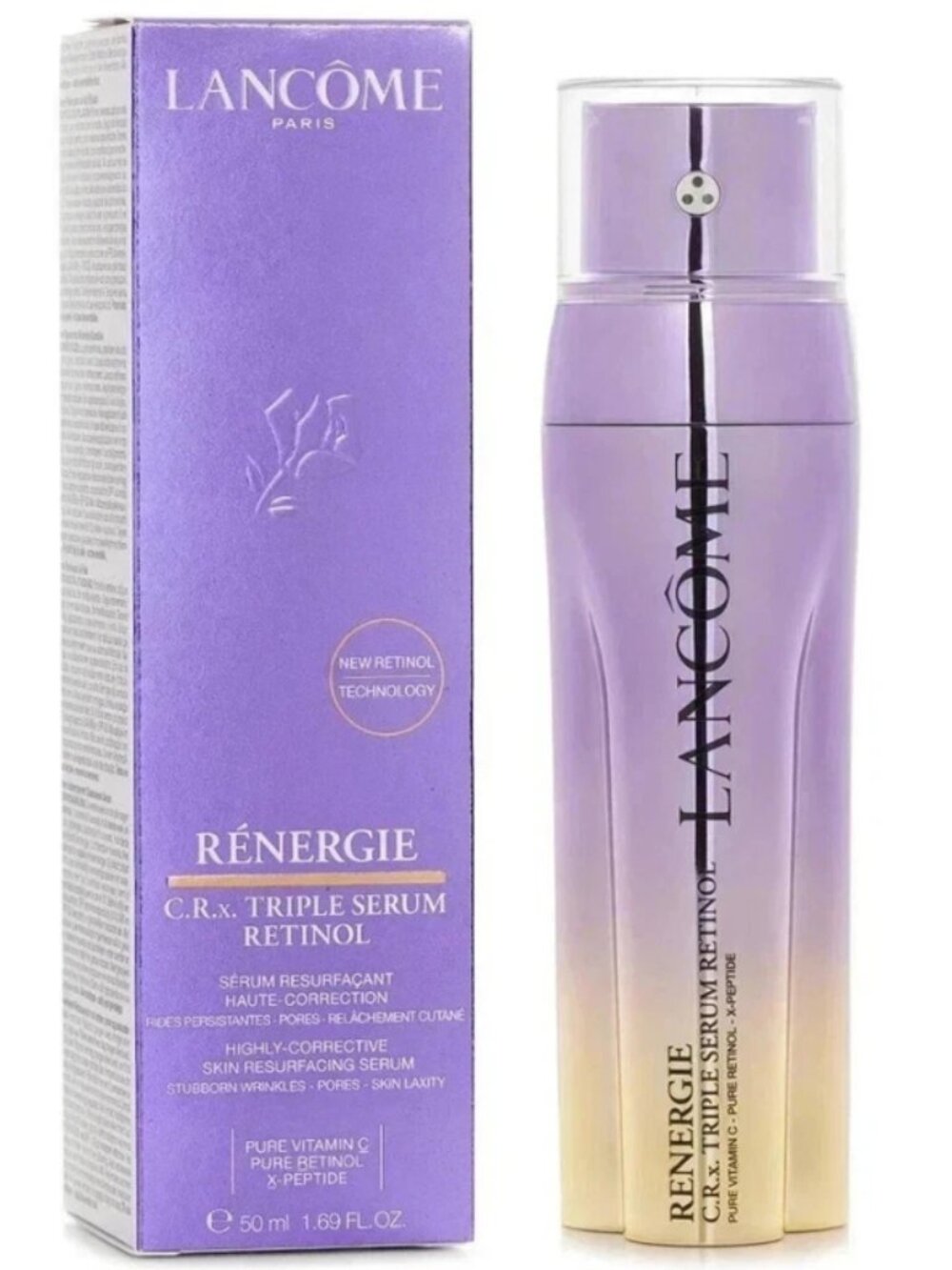 Lancome Renergie C.R.x Triple Serum RETINOL 1.7 oz / 50mL New Sealed Box